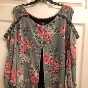 AGB Sage Green Women's Cold Shoulder Blouse